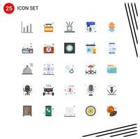 Pictogram Set of 25 Simple Flat Colors of square design relaxing tool paint Editable Vector Design Elements