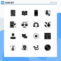 Solid Glyph Pack of 16 Universal Symbols of recording microphone wedding mic hardware Editable Vector Design Elements