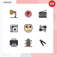 Set of 9 Modern UI Icons Symbols Signs for play fun power air hockey radio receiver Editable Vector Design Elements