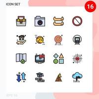 Modern Set of 16 Flat Color Filled Lines Pictograph of real estate building boat ui garbage Editable Creative Vector Design Elements