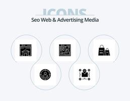 Seo Web And Advertising Media Glyph Icon Pack 5 Icon Design. web. website. pointer. page. web vector