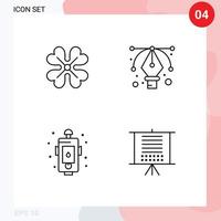 4 Thematic Vector Filledline Flat Colors and Editable Symbols of anemone design spring flower tool fire Editable Vector Design Elements