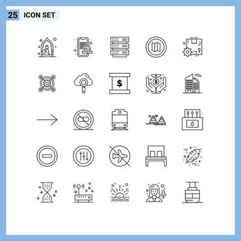 Group of 25 Modern Lines Set for configuration map sale location network Editable Vector Design Elements