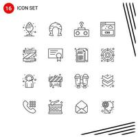 Universal Icon Symbols Group of 16 Modern Outlines of christmas style patricks sheet toy Editable Vector Design Elements