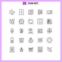 Editable Vector Line Pack of 25 Simple Lines of computer telephone room phone searching Editable Vector Design Elements