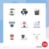 Modern Set of 9 Flat Colors and symbols such as light bulb artificial intelligence eco house ai cctv Editable Vector Design Elements