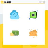 4 User Interface Flat Icon Pack of modern Signs and Symbols of climate investment storage hardware money Editable Vector Design Elements