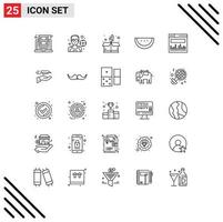 Stock Vector Icon Pack of 25 Line Signs and Symbols for hand data box analytics slice Editable Vector Design Elements