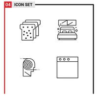 4 Creative Icons Modern Signs and Symbols of bread definition bed window study Editable Vector Design Elements