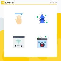 4 User Interface Flat Icon Pack of modern Signs and Symbols of hand browser right up develop Editable Vector Design Elements