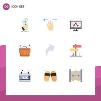 Universal Icon Symbols Group of 9 Modern Flat Colors of up bag three fingers suitcase business Editable Vector Design Elements