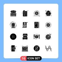 Set of 16 Modern UI Icons Symbols Signs for train space business helmet return Editable Vector Design Elements