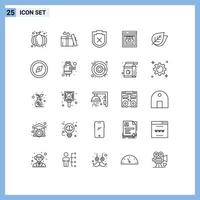 Modern Set of 25 Lines Pictograph of nature ecology security web team remote team Editable Vector Design Elements