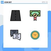 Set of 4 Modern UI Icons Symbols Signs for driveway chat path hospital message Editable Vector Design Elements