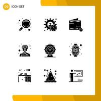 Modern Set of 9 Solid Glyphs and symbols such as browser professions product man minus Editable Vector Design Elements