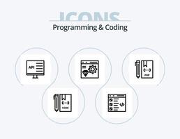 programación y codificación línea icono paquete 5 5 icono diseño. desarrollar. código. desarrollar. desarrollo. codificación vector