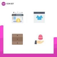 User Interface Pack of 4 Basic Flat Icons of browser furniture fund online home appliances Editable Vector Design Elements