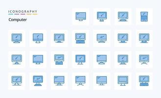 25 Computer Blue icon pack vector