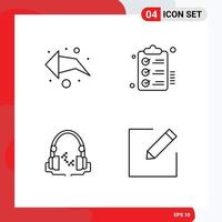 Pictogram Set of 4 Simple Filledline Flat Colors of arrow music checklist wishlist handfree Editable Vector Design Elements