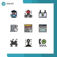 Set of 9 Modern UI Icons Symbols Signs for communication design battery web plate Editable Vector Design Elements