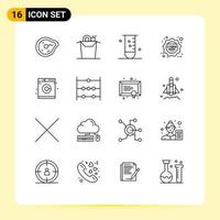 Pictogram Set of 16 Simple Outlines of laundry monday biology discount science Editable Vector Design Elements