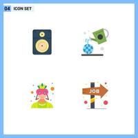 Set of 4 Commercial Flat Icons pack for speaker avatar education green costume Editable Vector Design Elements