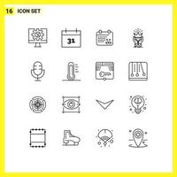 Modern Set of 16 Outlines and symbols such as electronics royal dad market honor Editable Vector Design Elements