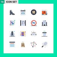 Universal Icon Symbols Group of 16 Modern Flat Colors of contact address fajita truck energy Editable Pack of Creative Vector Design Elements