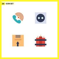 Set of 4 Modern UI Icons Symbols Signs for call plug ring appliances delivery Editable Vector Design Elements