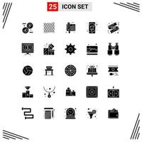 Pack of 25 Modern Solid Glyphs Signs and Symbols for Web Print Media such as ribbon home wifi contact home networking domestics Editable Vector Design Elements