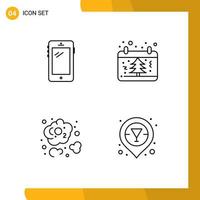 Universal Icon Symbols Group of 4 Modern Filledline Flat Colors of phone xmas huawei date carbon dioxide Editable Vector Design Elements