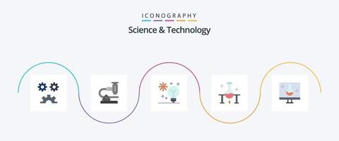 Ciencias y tecnología plano 5 5 icono paquete incluso ciencia. laboratorio. microscopio. máquina aprendiendo. profundo aprendizaje vector