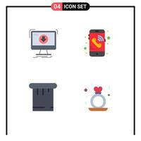 4 Universal Flat Icons Set for Web and Mobile Applications addition putty download mobile day Editable Vector Design Elements