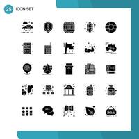 25 Thematic Vector Solid Glyphs and Editable Symbols of help new technology lantern prison Editable Vector Design Elements