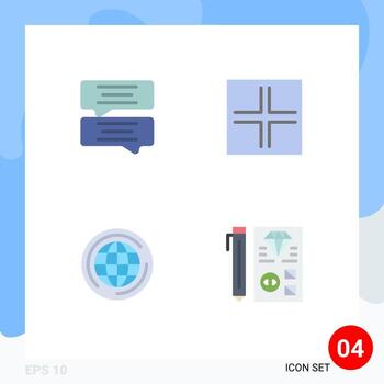 Stock Vector Icon Pack of 4 Line Signs and Symbols for bubble big layout view coding Editable Vector Design Elements