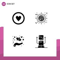 Modern Set of 4 Solid Glyphs and symbols such as medical hand sign woman love Editable Vector Design Elements