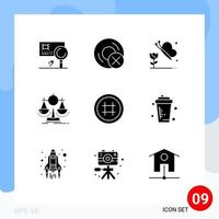 Universal Icon Symbols Group of 9 Modern Solid Glyphs of strategy measure gadget management butterfly Editable Vector Design Elements