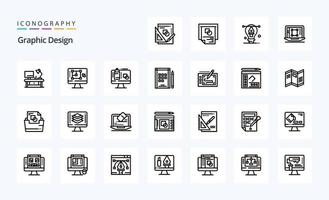 25 Graphic Design Line icon pack vector