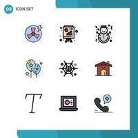 Pictogram Set of 9 Simple Filledline Flat Colors of connect festival christmas event gingerbread Editable Vector Design Elements