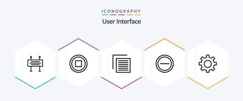 User Interface 25 Line icon pack including interface. setting. document. user. interface vector