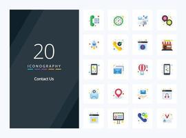 20 Contact Us Flat Color icon for presentation vector