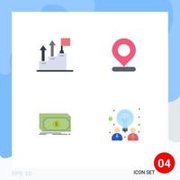 4 Flat Icon concept for Websites Mobile and Apps achievement money marketing map transfer Editable Vector Design Elements