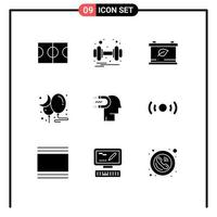 Set of 9 Modern UI Icons Symbols Signs for influence engagement save power of influence night Editable Vector Design Elements