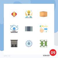 Set of 9 Modern UI Icons Symbols Signs for customer satisfaction layout box internet data Editable Vector Design Elements