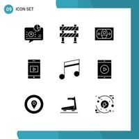 9 Creative Icons Modern Signs and Symbols of media video road sign cell money Editable Vector Design Elements