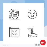 Line Pack of 4 Universal Symbols of gdpr care secure emotion flag Editable Vector Design Elements