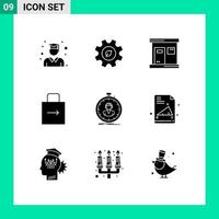 User Interface Pack of 9 Basic Solid Glyphs of fast protect hot lock pad arrow Editable Vector Design Elements