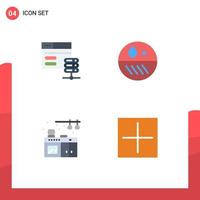 Universal Icon Symbols Group of 4 Modern Flat Icons of database living web dry add Editable Vector Design Elements