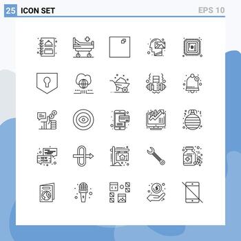 Editable Vector Line Pack of 25 Simple Lines of power cryptocurrency view bitcoin thinking Editable Vector Design Elements