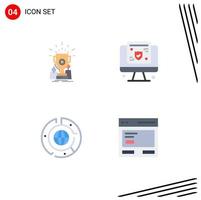 User Interface Pack of 4 Basic Flat Icons of achievement big prize online chart Editable Vector Design Elements